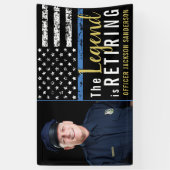 警察退職 薄い青いライン フラグ フォト 横断幕 (縦)