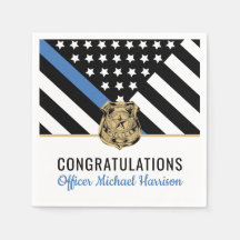 警察青い線のフラグおめでとう紙ナプキン
