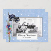 警察青い線旗ホリー家族の写真 シーズンカード (正面/裏面)