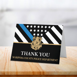 警察青線アメリカ国旗の最初の応答者 サンキューカード