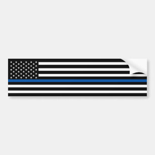 警察青線アメリカ国旗 バンパーステッカー