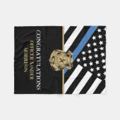 警察青色旗卒業 フリースブランケット (正面(横))