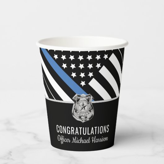 警察青色旗卒業 紙コップ (裏面)
