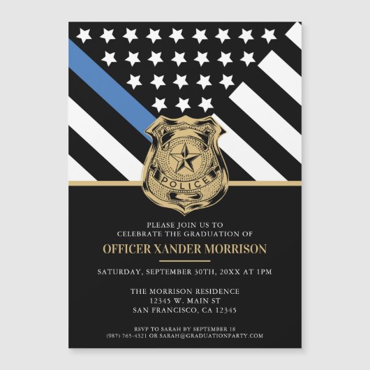 警察青色旗法執行卒業 マグネット招待状 (正面)