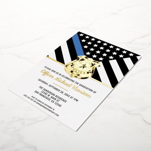 警察青色旗法執行卒業 箔招待状 (回転した状態)