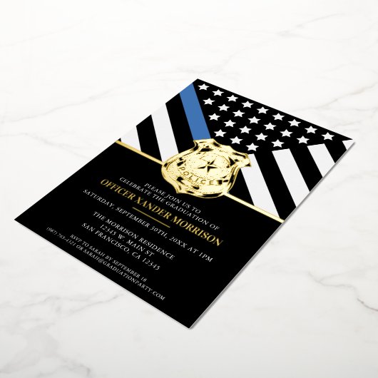 警察青色旗法執行卒業 箔招待状 (回転した状態)