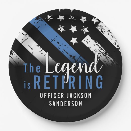 警察青色旗法執行退職 ペーパープレート (正面)