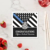 警察青色線おめでとうございます卒業式パーティー スタンダードカクテルナプキン (インサイチュ)