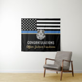 警察青色線おめでとう退職パーティー タペストリー (インサイチュ(横))