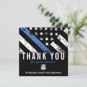 警察青色線の旗の感謝 サンキューカード (スタンド正面)