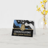 警察青色線法執行退職パーティー カード (黄色い花)