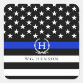 警察風アメリカ国旗モノグラムデカール スクエアシール (正面)