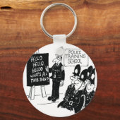 警察養成所。漫画おもしろいイラストレーション キーホルダー (正面)