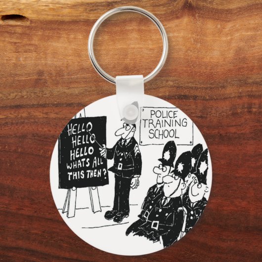 警察養成所。漫画おもしろいイラストレーション キーホルダー (正面)