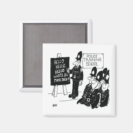 警察養成所。漫画おもしろいイラストレーション マグネット (正面/裏面)