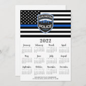 警察2022薄いブルーラインロゴ12ヶ月カレンダー シーズンカード (正面/裏面)