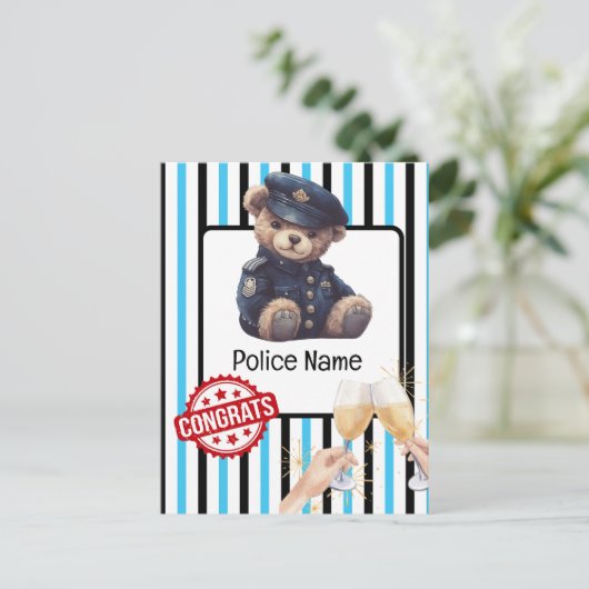 警察 おめでとう ポストカード (スタンド正面)