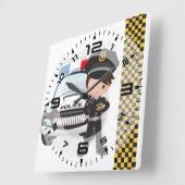 警察 スクエア壁時計 (傾斜)