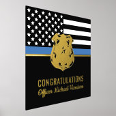 警察 ブルーラインフラッグ 卒業おめでとう 箔ポスター (レイダウン)