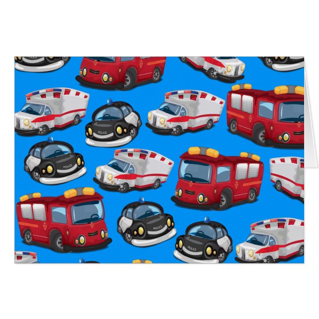 警察、救急車、消防車 (正面横)