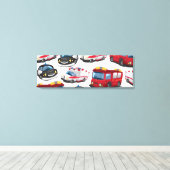 警察、救急車、消防車 キャンバスプリント (インサイチュ (ウッドフロア))