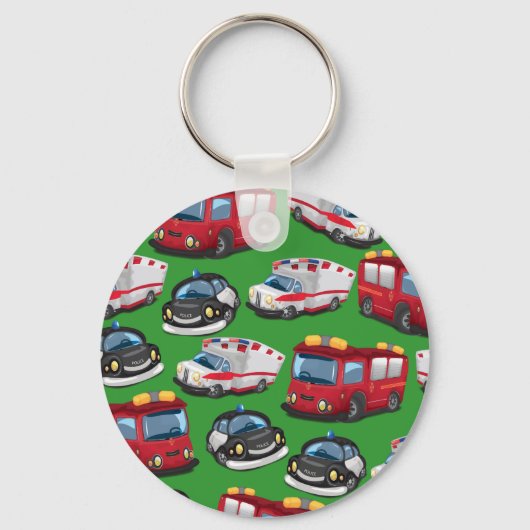 警察、救急車、消防車 キーホルダー (正面)