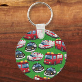 警察、救急車、消防車 キーホルダー (正面)