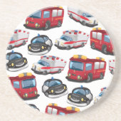 警察、救急車、消防車 コースター (正面)