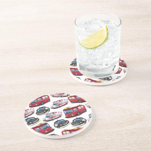 警察、救急車、消防車 コースター (側面)
