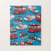 警察、救急車、消防車 ジグソーパズル (縦)