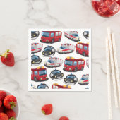 警察、救急車、消防車。 スタンダードカクテルナプキン (インサイチュ)