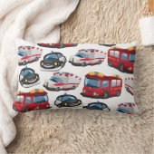 警察、救急車、消防車 ランバークッション (ブランケット)