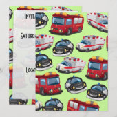 警察、救急車、消防車 招待状 (正面/裏面)