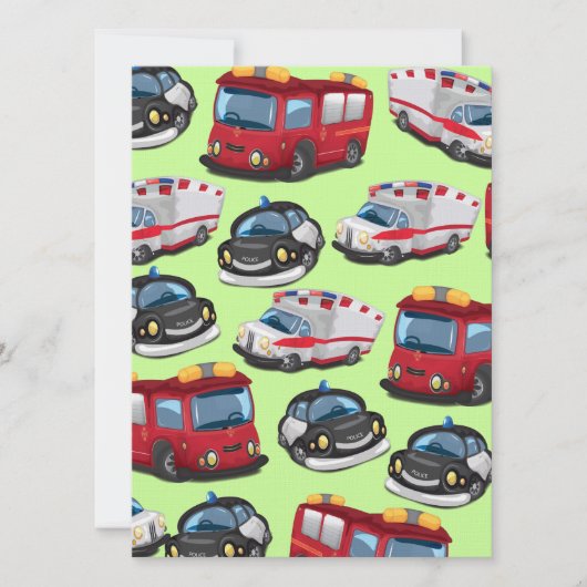 警察、救急車、消防車 招待状 (正面)