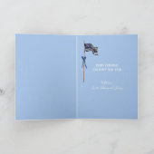 警察 薄い青いラインの旗 メリークリスマス 雪だるま シーズンカード (内部)