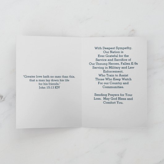 警察 – 軍隊K9共感表 カード (内部)