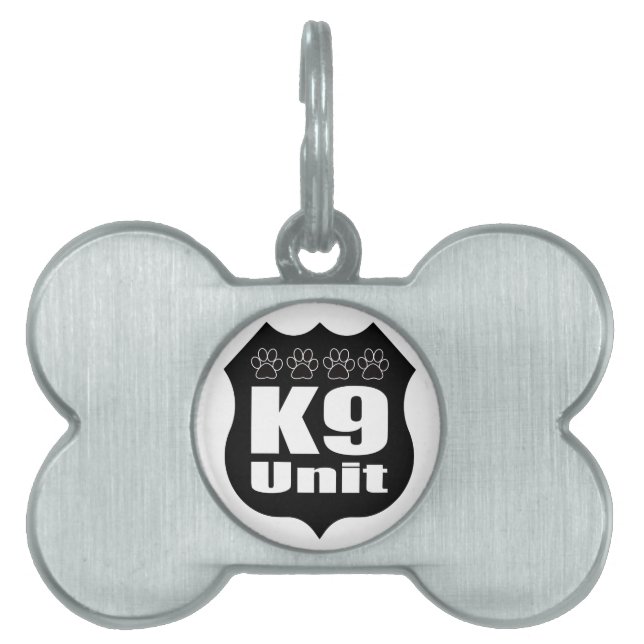 警察K9の単位の黒のバッジ犬の足 ペットネームタグ (正面)
