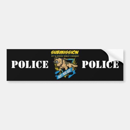 警察K9の服従 バンパーステッカー (正面)