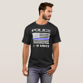 警察K9ユニット薄いブルーラインフラグK-9ハンドラー Tシャツ (正面フル)