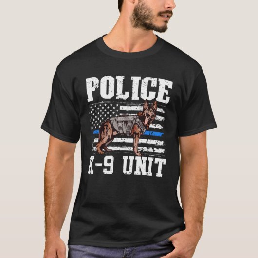警察K9ユニットGerman Shepherd Police Dog American Tシャツ (正面)