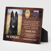 警察K9退職法執行役員犬 フォトプラーク (側面)