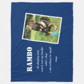 警察K-9パーソナライズされた写真K9祈りの言葉青 フリースブランケット (正面)