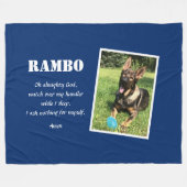 警察K-9パーソナライズされた写真K9祈りの言葉青 フリースブランケット (正面(横))