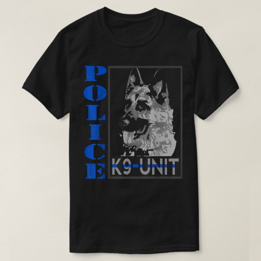 警察K-9ユニット薄い青ライン将校ドッグドイツ Tシャツ (デザイン正面)