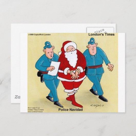 警察Navidadおもしろいクリスマスサンタギフト&カード シーズンポストカード (正面/裏面)