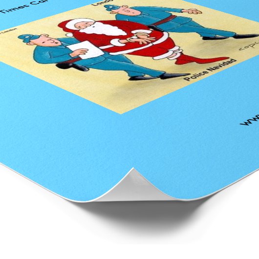 警察Navidadのおもしろいクリスマス漫画のポスター ポスター (角)