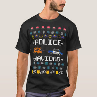警察Navidad醜いクリスマスセーター警おもしろい察 Tシャツ