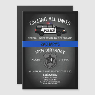 警察SUVバッジシンブルーライン誕生日 マグネット招待状