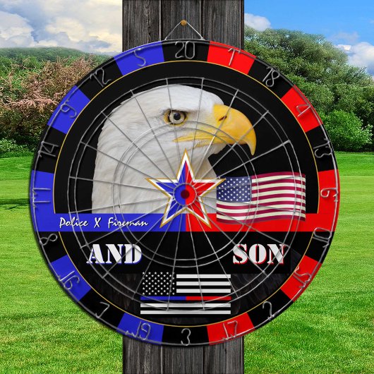 警察vsファイアマン&シンブルー/赤線，アメリカ国旗 ダーツボード