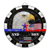 警察vs消防士&薄赤/ブルーライン、米国国旗 ダーツボード (正面)